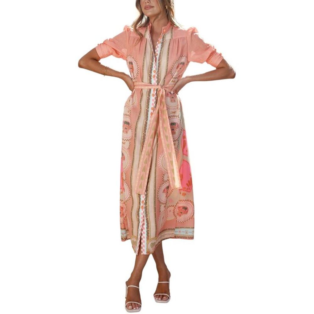 Leon Gori Womens Short Sleeve Midi Dress